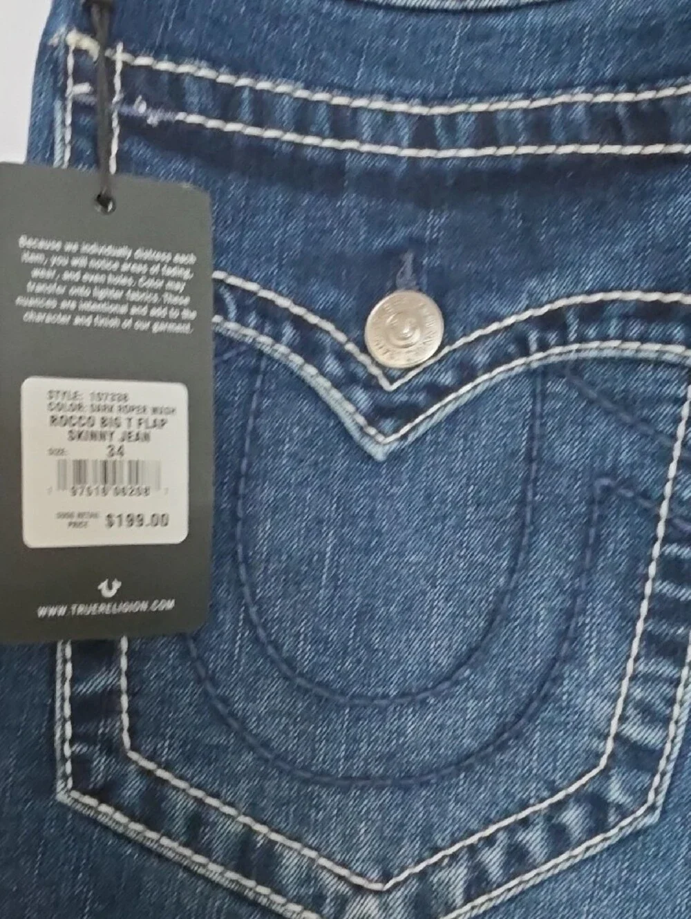 True Religion Rocco Big T Flap Relaxed Skinny Jeans - New